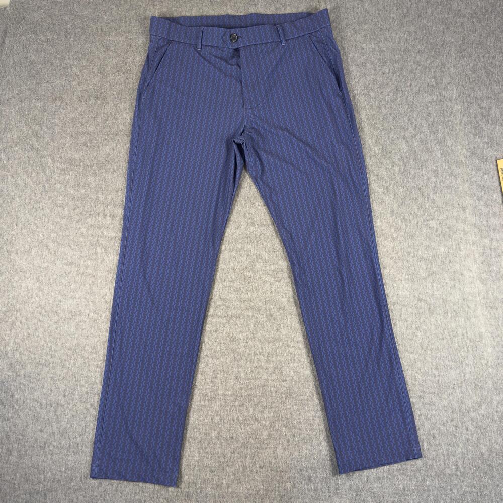 Greyson Pants Mens 32x30 Blue Geometric Chino Slim Fit Stretch Golf Casual